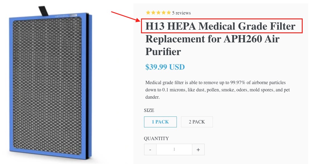 H13 medical grade HEPA filter air purifier