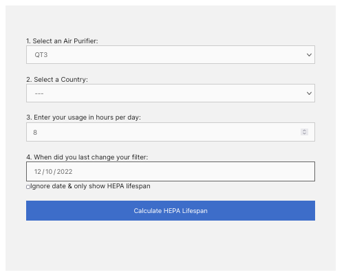 Calculate how long your HEPA filter will last