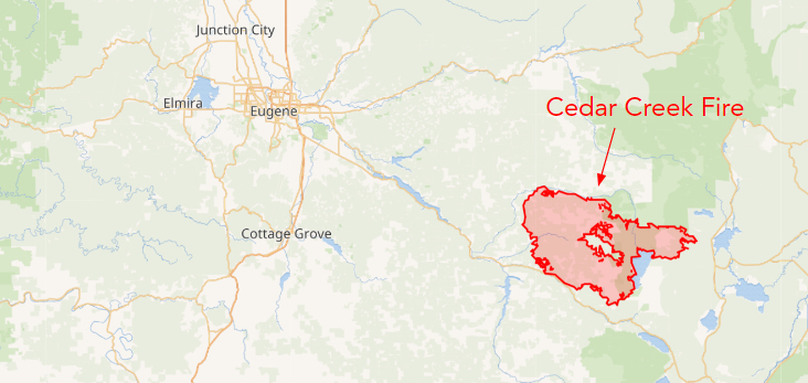 Cedar Creek Fire map