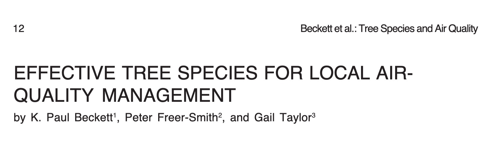 Effective tree species for local air quality management