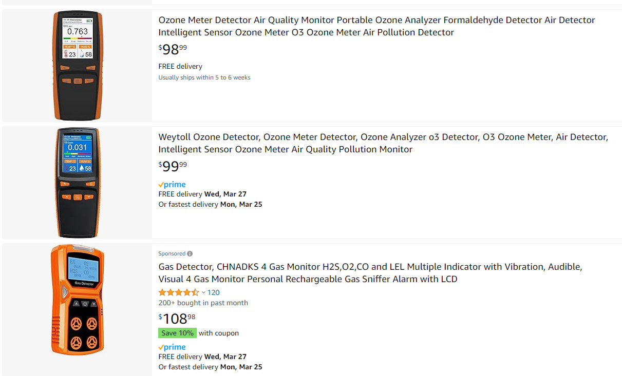 ozone monitors on amazon