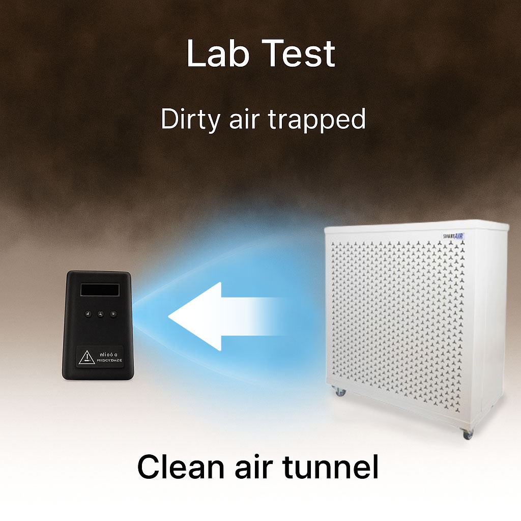 CADR vs Airflow in a lab test
