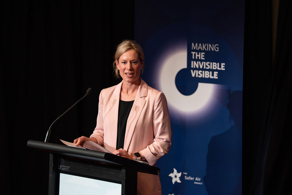 Assistant Minister Rebecca White MP opening the “Safer Shared Air” conference at Parliament House, Canberra.