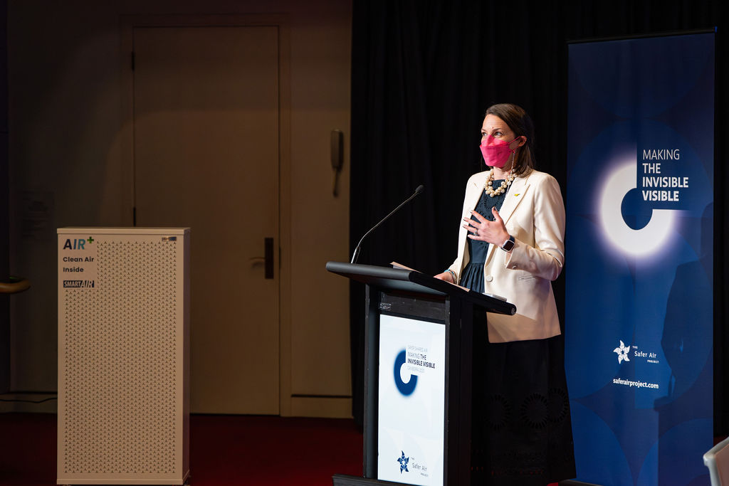 Plum Stone, Founder and CEO of The Safer Air Project, welcomed attendees.