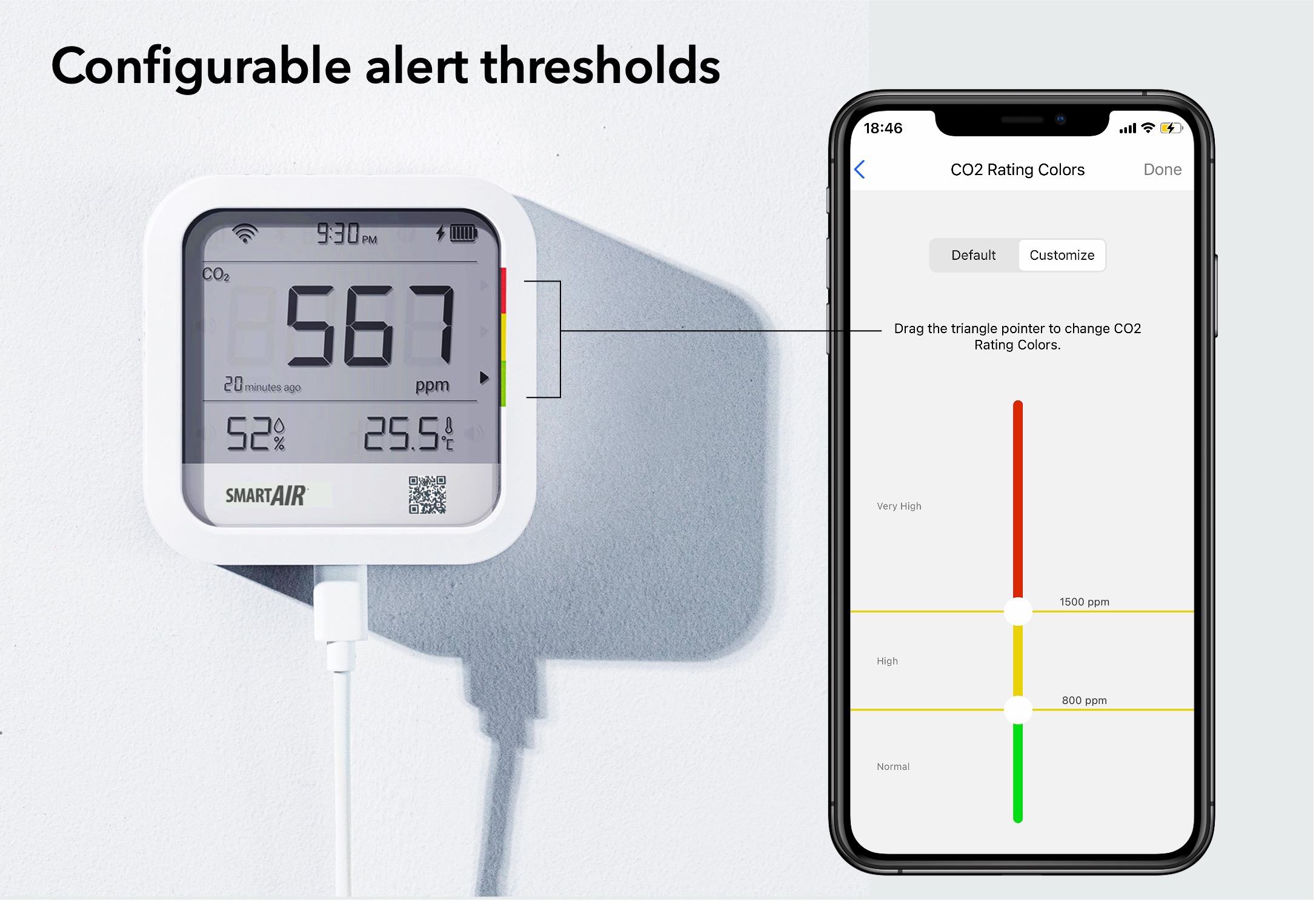 alerts CO2 monitor from Smart Air - adjust thresholds for alerts