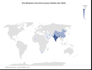 Grafik über die meist verschmutzen Städte der Welt