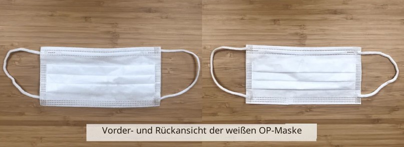 Wie trägt man eine chirurgische Gesichtsmaske, die innen weiß und außen weiß ist?
