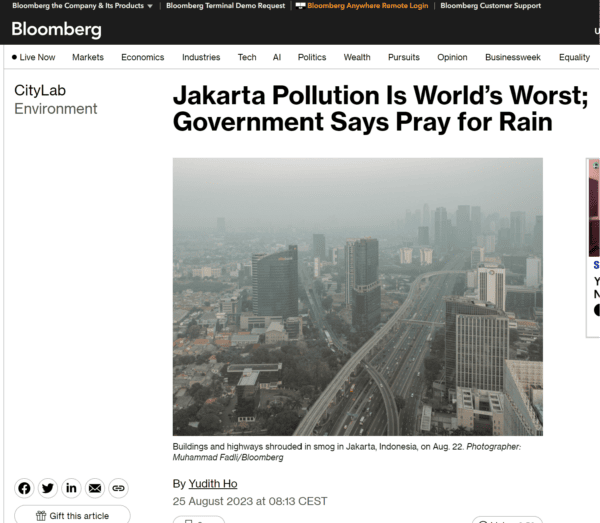 La pollution de Jakarta est le pire dans le monde ;

Le Gouvernement demande de prier pour la pluie